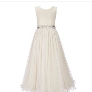 Flower girl dress or formal little girls dress. Rhinestones. Chantilly Place.